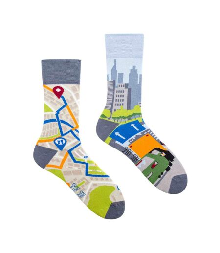1 Pack Unisex Mismatched Novelty Odd Socks - Big City Life