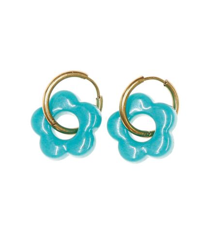 Boucles oreilles turquoise opaque femme clio blue fleurs 20mm