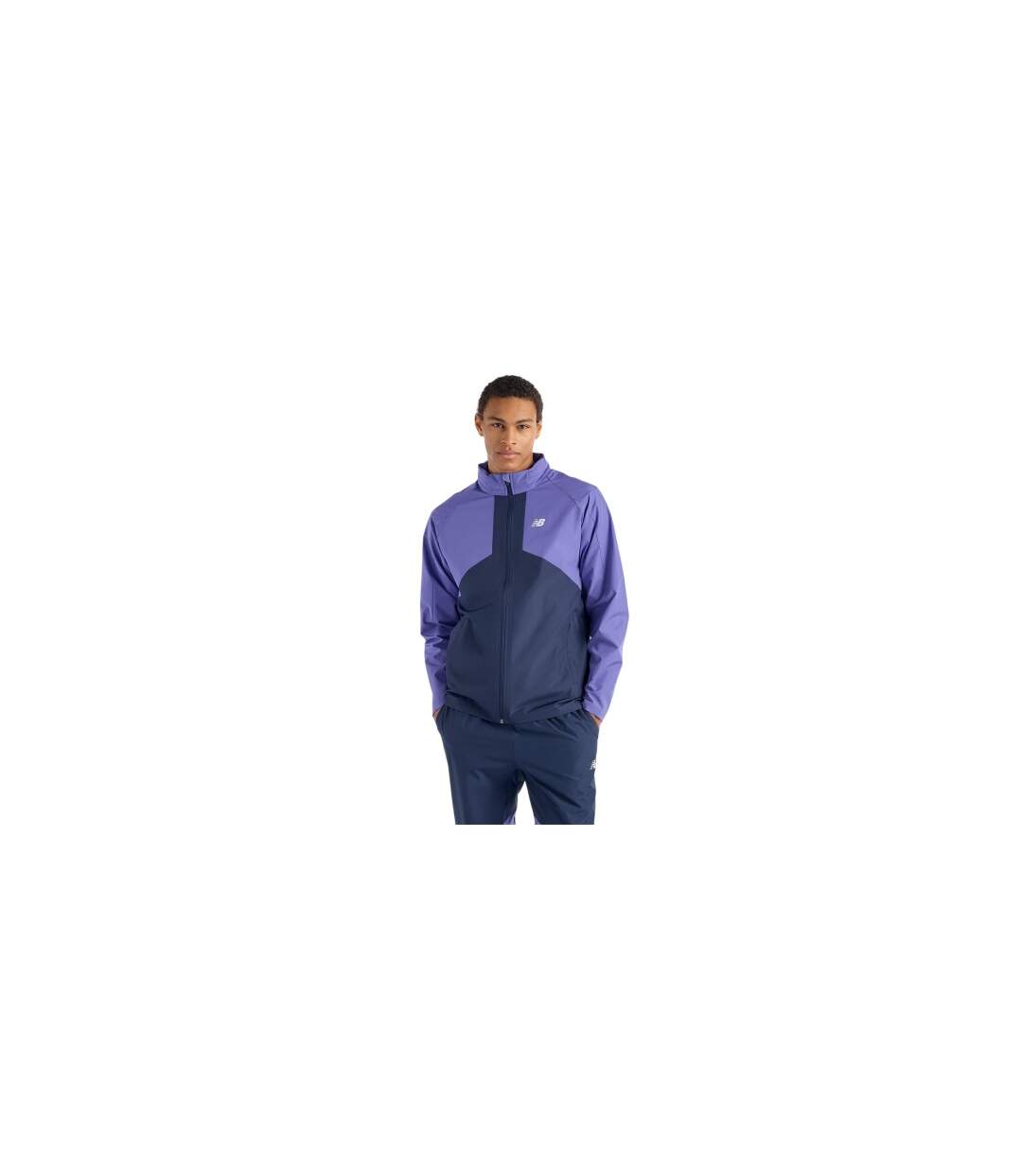 Mens Two Tone Woven Hooded Jacket Purple New Balance-1