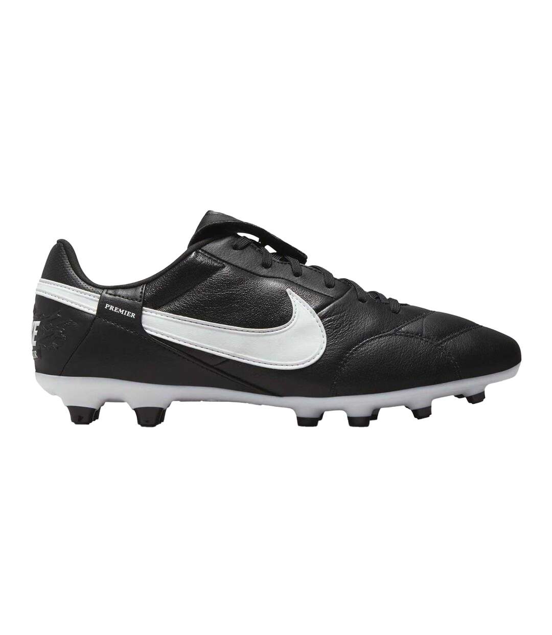 Mens Premier 3 Classic Leather Firm Ground Football Boots Black White Nike-1