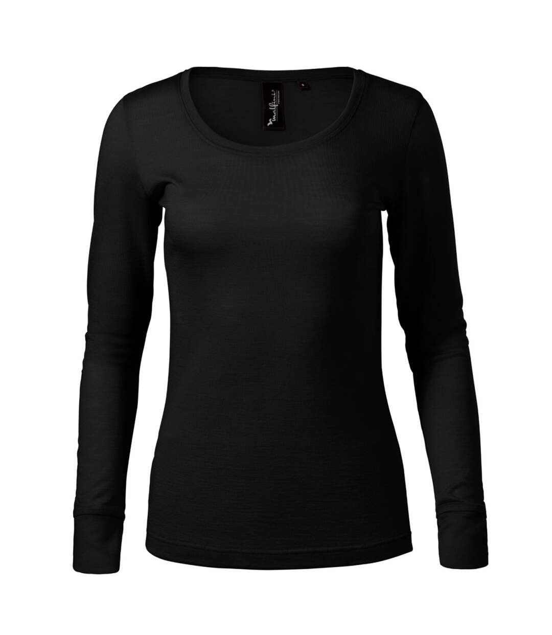 Womens/ladies Premium Rise Merino Wool Long-sleeved T-shirt Black Malfini-1