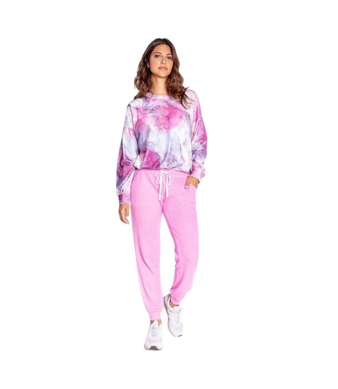 Womens/ladies Marble Sweatshirt Powder Pink PJ Salvage-4