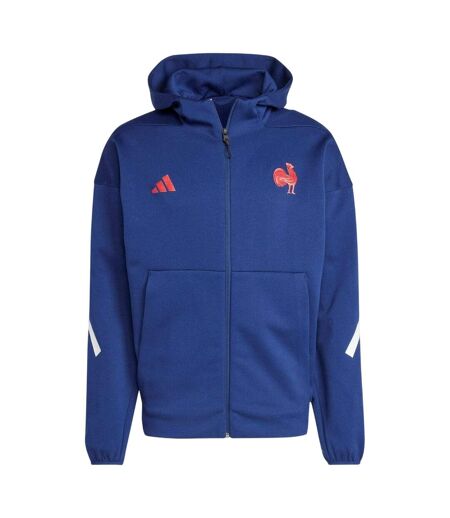 Mens Zne France Ffr Travel Full Zip Hoodie Dark Blue Adidas