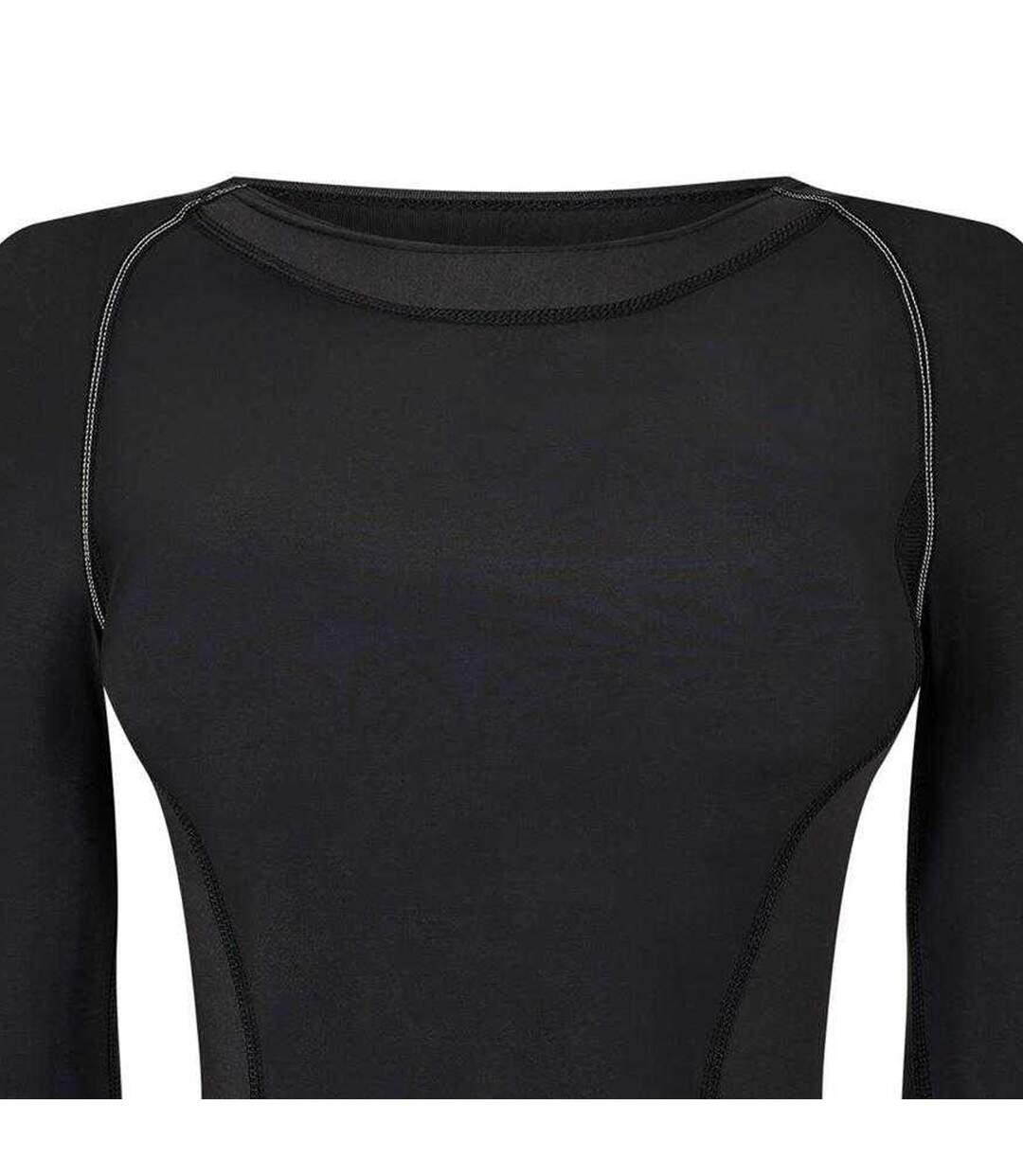 Womens/ladies A400 Long-sleeved Base Layer Top Black Skins-3