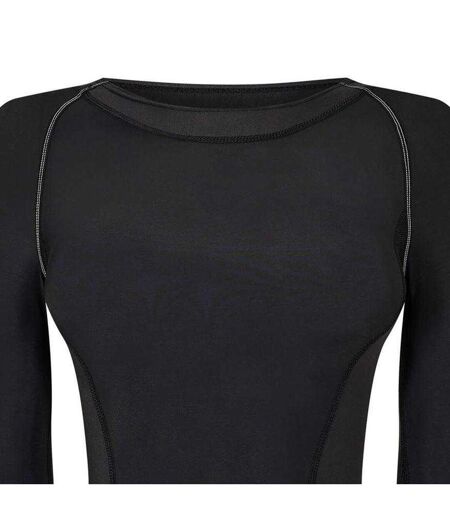 Womens/ladies A400 Long-sleeved Base Layer Top Black Skins