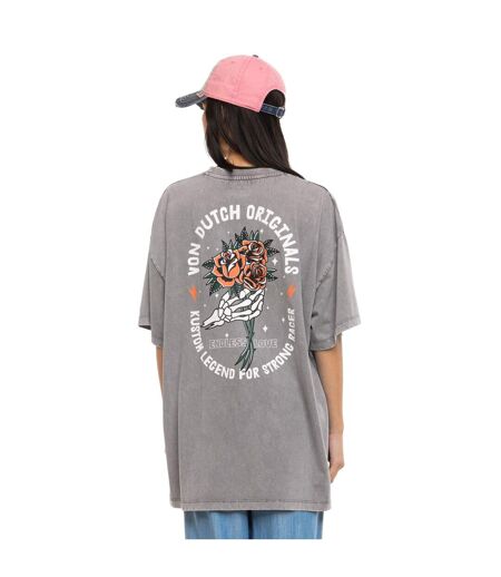 T-shirt femme relax fit col rond lava dye print devant et dos Hand Vondutch