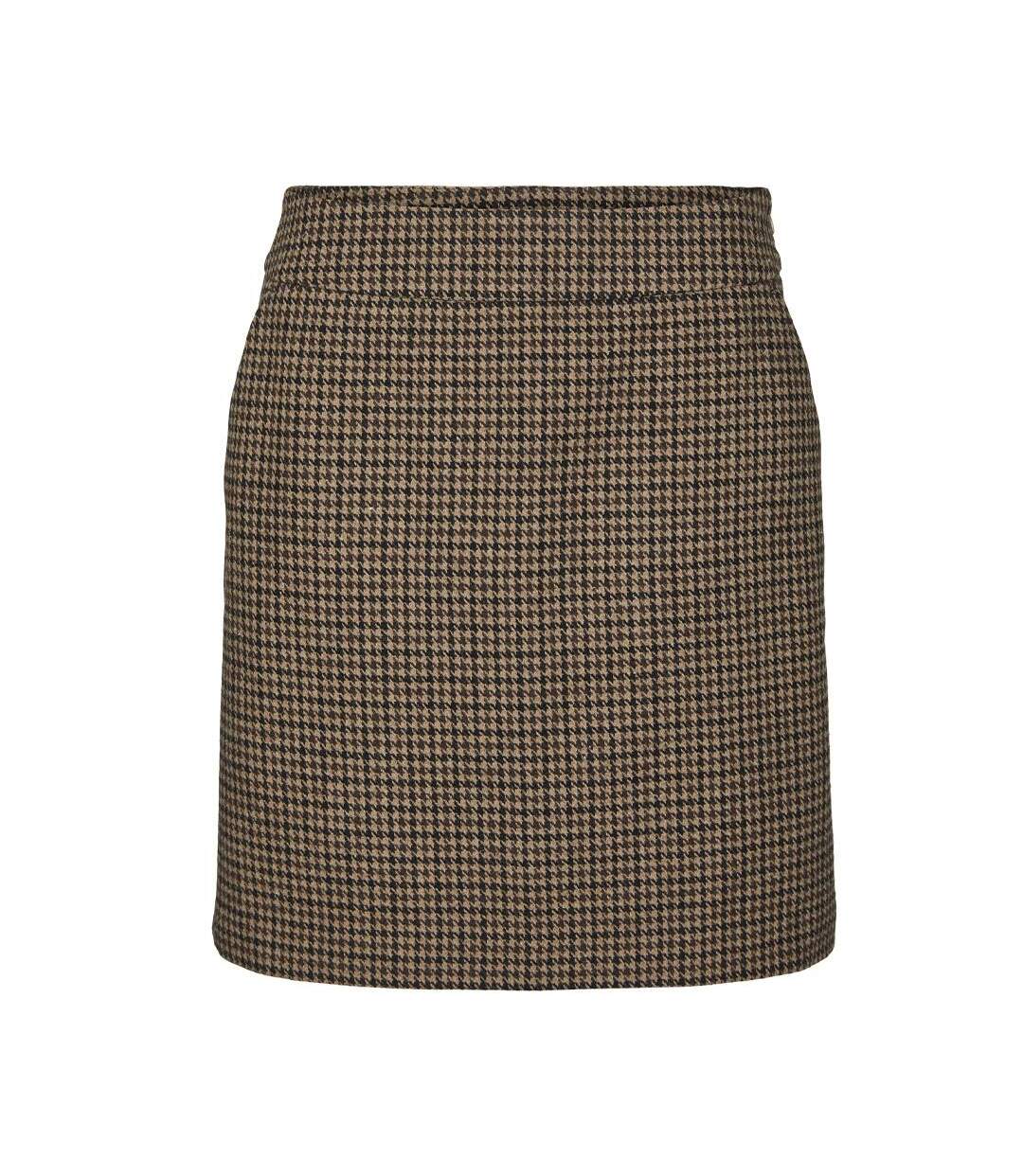 Jupe pied poule marron femme vero moda julie check-1
