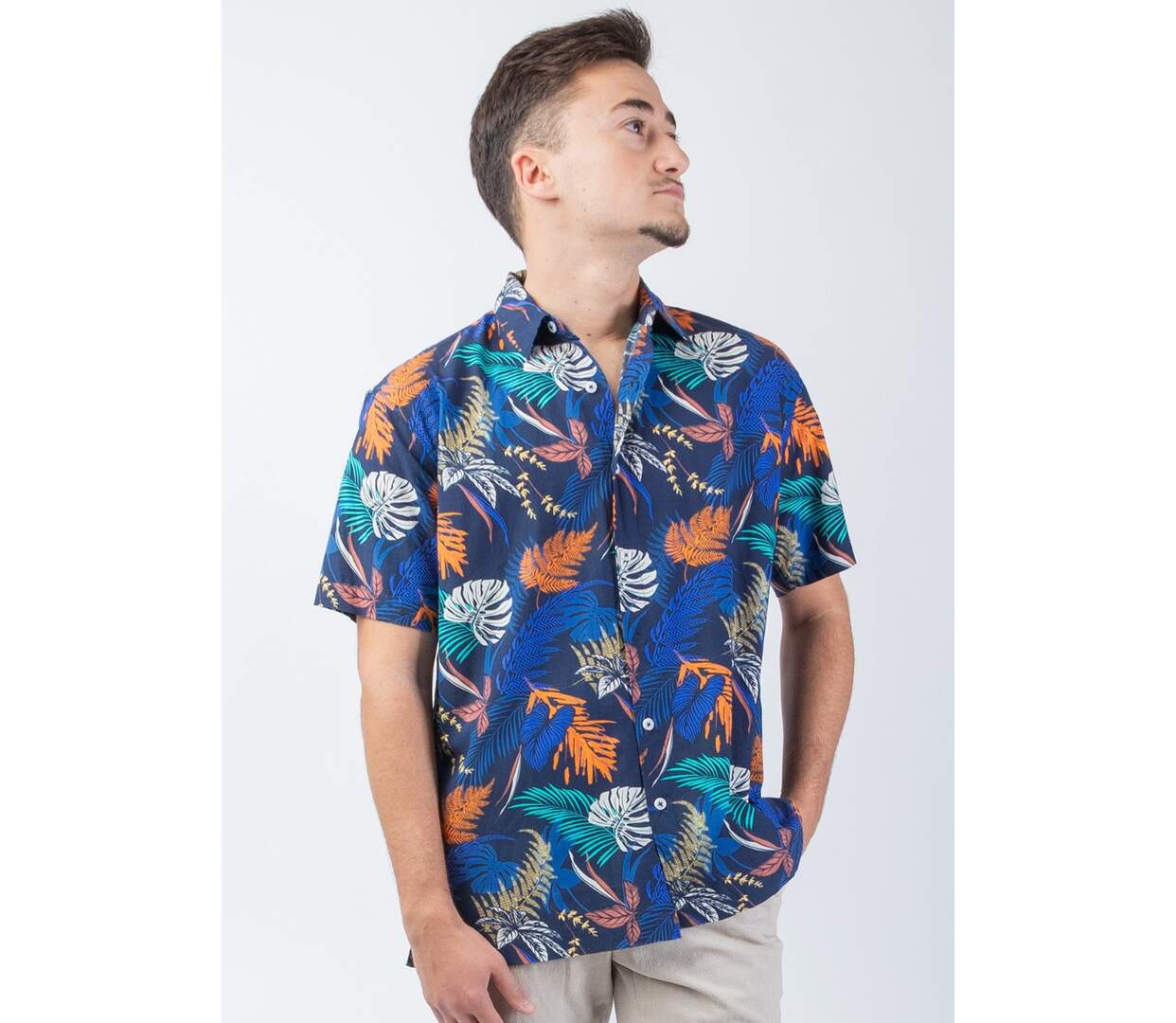 Chemise viscose coton homme LORENZO imprimé fidji Coton Du Monde-2
