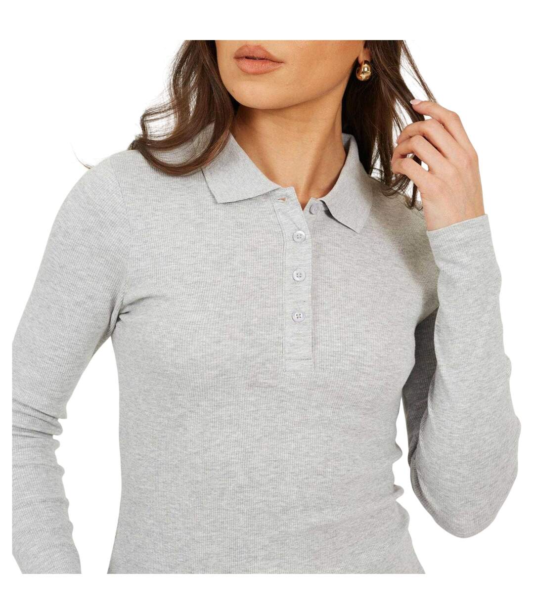 Polo Femme Gris Chiné Brave Soul-4