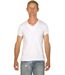 T-shirt Slim Col V Uni Blanc Manches Courtes