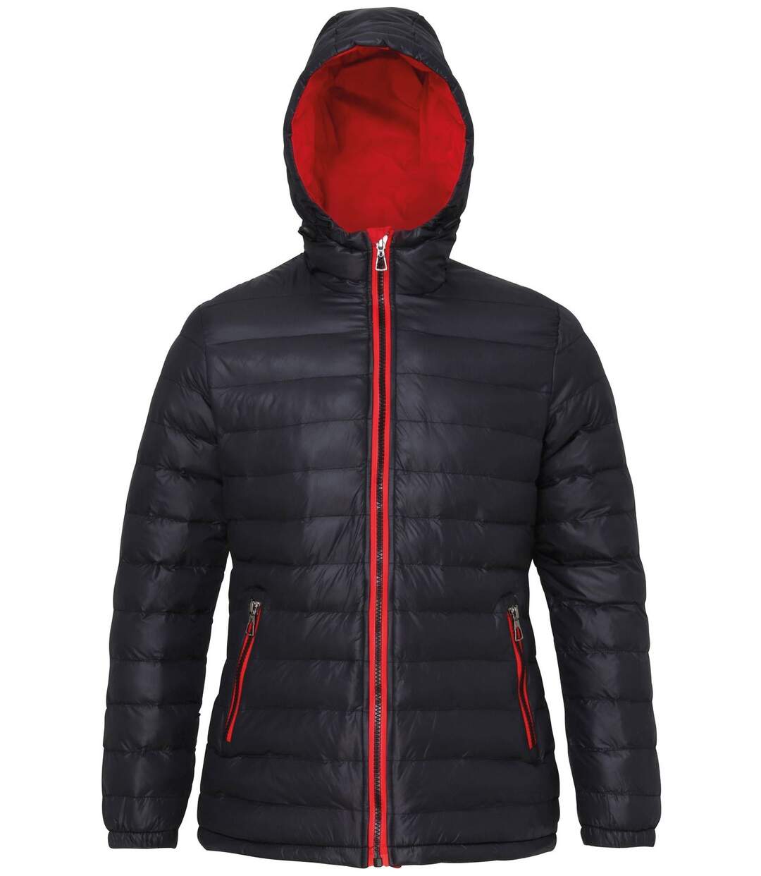 Doudoune matelassée manches longues pour femme - TS16F - noir et tomate-2