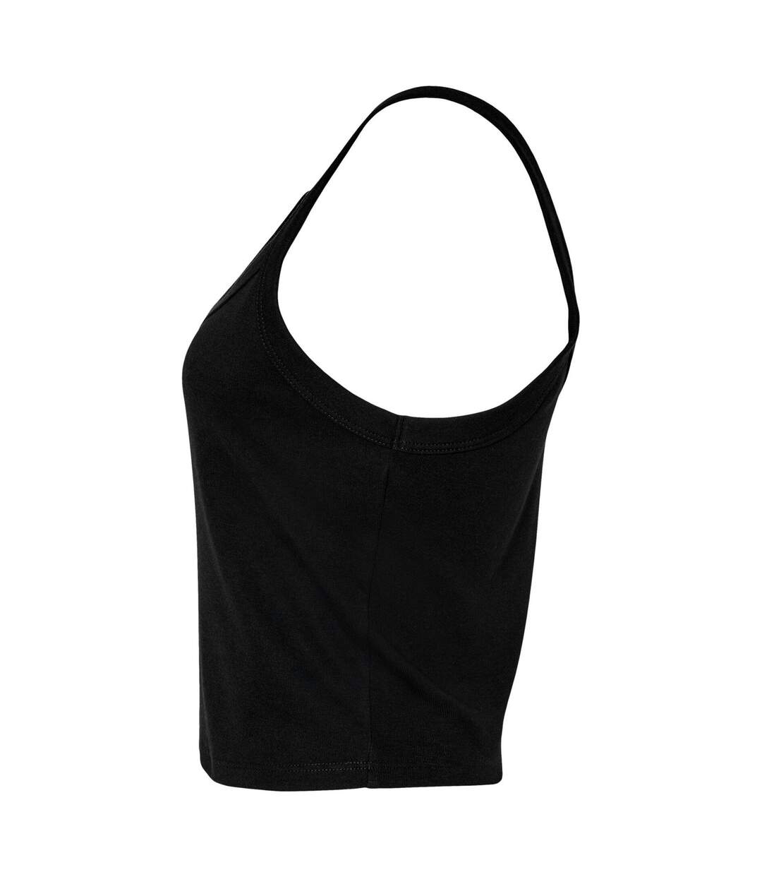 Womens/ladies Micro-rib Strappy Tank Top Solid Black Bella + Canvas-3