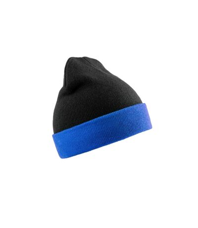 Result Genuine Recycled Unisex Adult Compass Beanie (Black/Royal Blue) - UTPC4202
