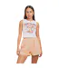 Womens/ladies Barcelona Graphic Print Cropped Tank Top White Daisy Street-1