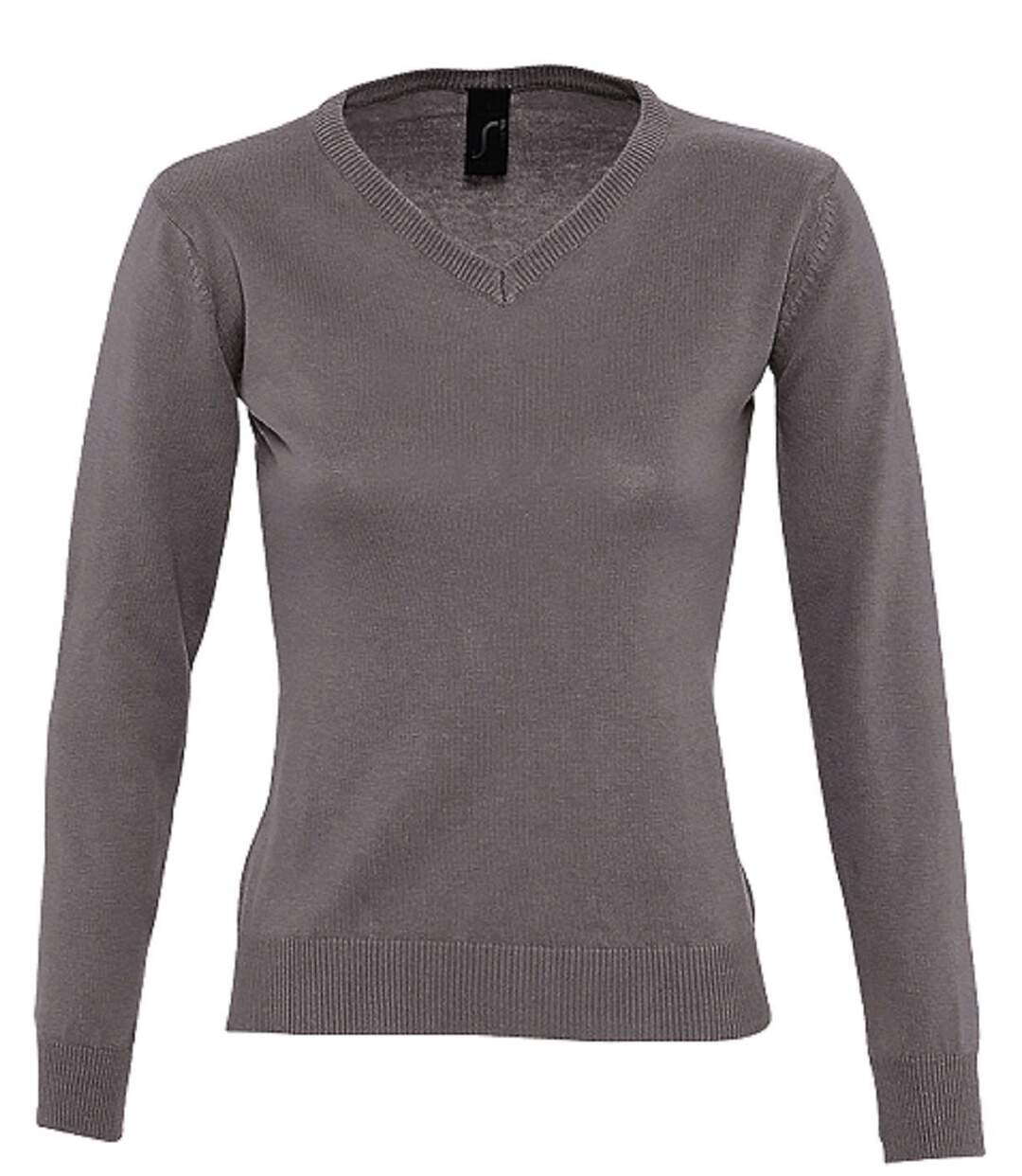 Pull col V - Femme - 90010 - gris moyen