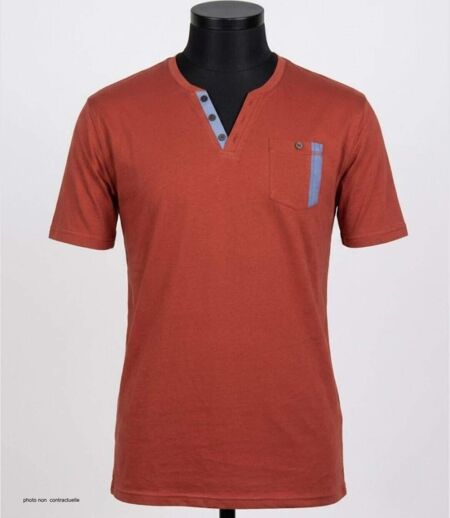 CHALLENGER SIERRA1 — Tee-shirt col boutons orange rouille : le style décontracté soigné
