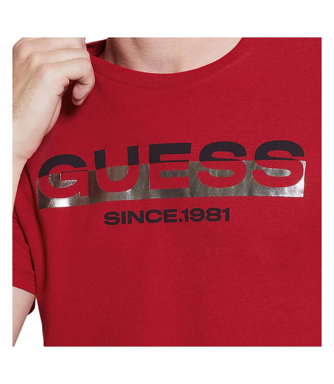 T-shirt Rouge Homme Guess Foil - M