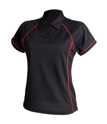 Finden & Hales Womens Coolplus Piped Sports Polo Shirt (Black/Red) - UTRW428