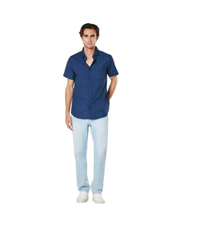 Mens Dotted Short-sleeved Shirt Navy Maine