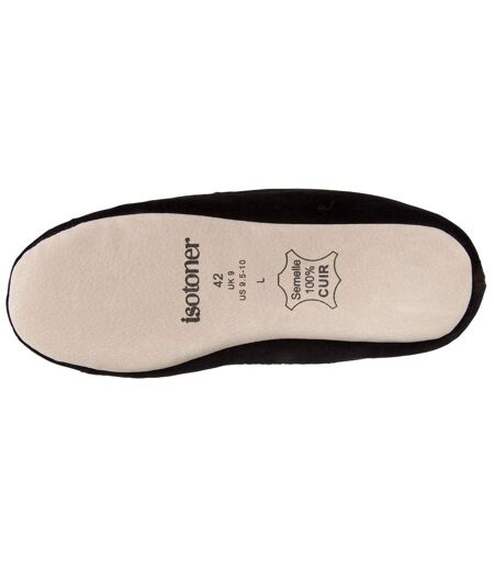 Isotoner Chaussons Mocassins homme ultra confortables et légers, en coton biologique et semelle en cuir