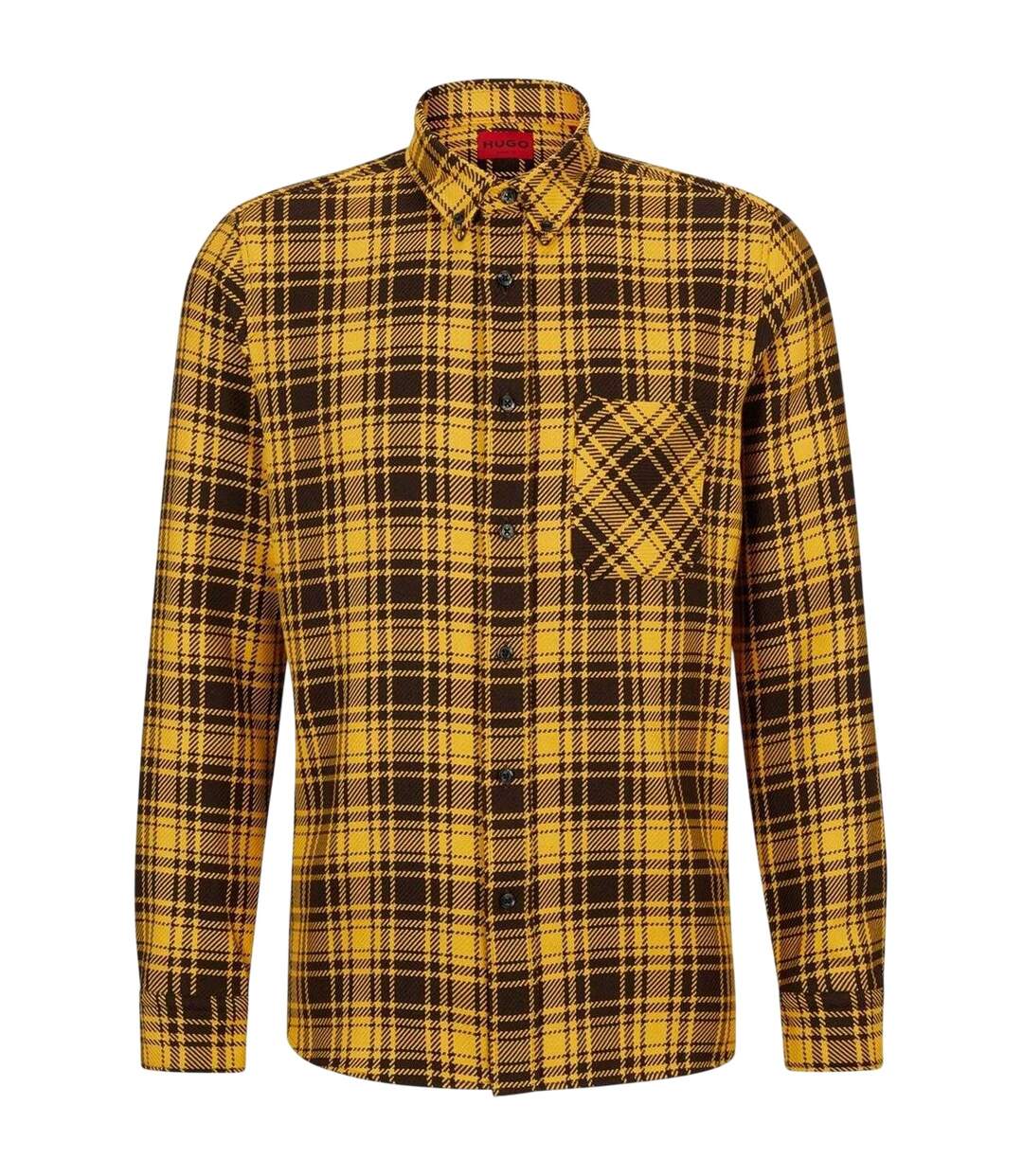 Mens Ermann Regular Long-sleeved Button-down Shirt Mid Yellow Hugo-2