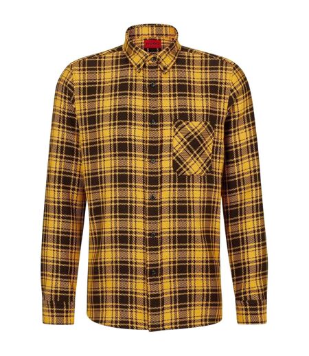 Mens Ermann Regular Long-sleeved Button-down Shirt Mid Yellow Hugo
