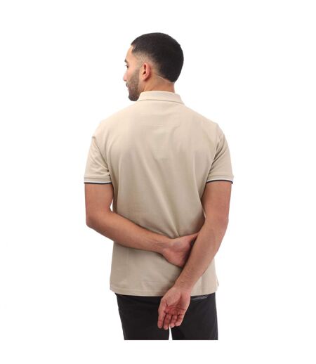 Mens Teresina Checked Trim Polo Shirt Stone Weekend Offender