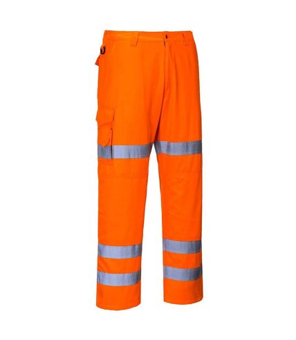 Portwest Mens Triple Band Hi-Vis Work Trousers (Orange) - UTPW1003