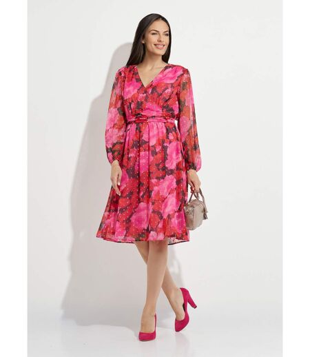 Robe cache-coeur courte voile imprimé motifs dorés