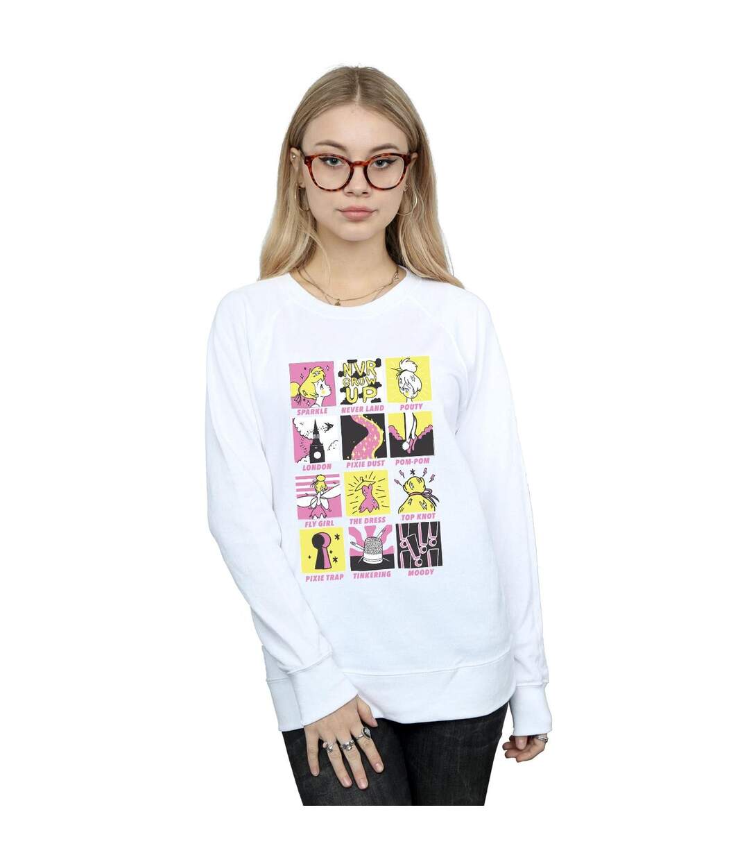Disney Sweat Femme/Ladies Tinkerbell Squares (Blanc) - UTBI40898-2