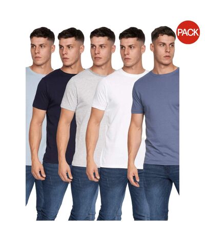 Pack of 5  Mens errington t-shirt  light blue/black/grey marl/white/navy Duck and Cover
