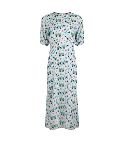 Womens/ladies everly floral midi dress washed blue Weird Fish