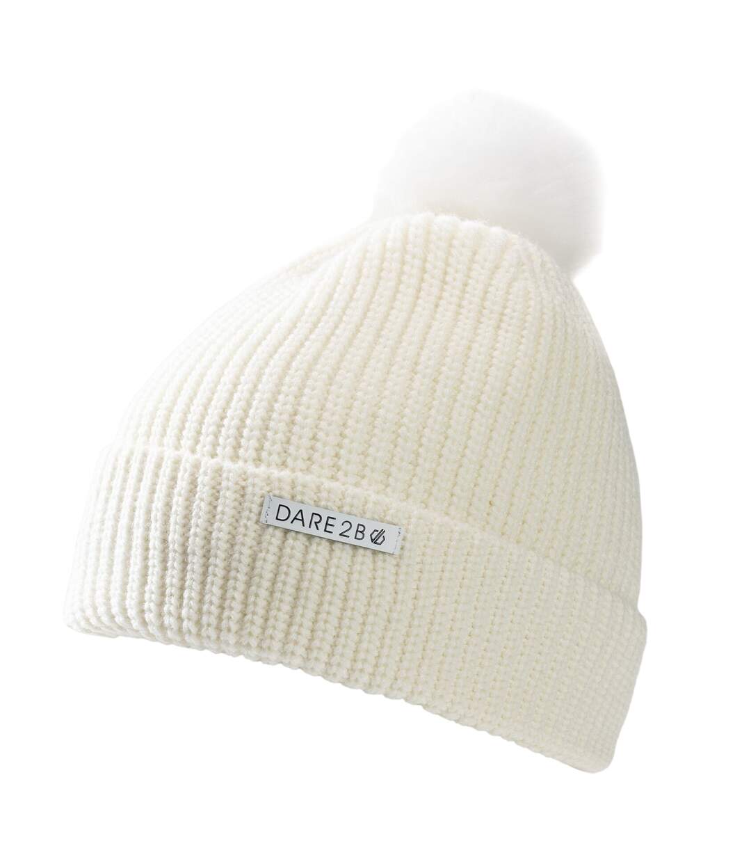 Bonnet À Revers Et Pompon Duveteux Glitz Femme Blanc Dare 2B-3