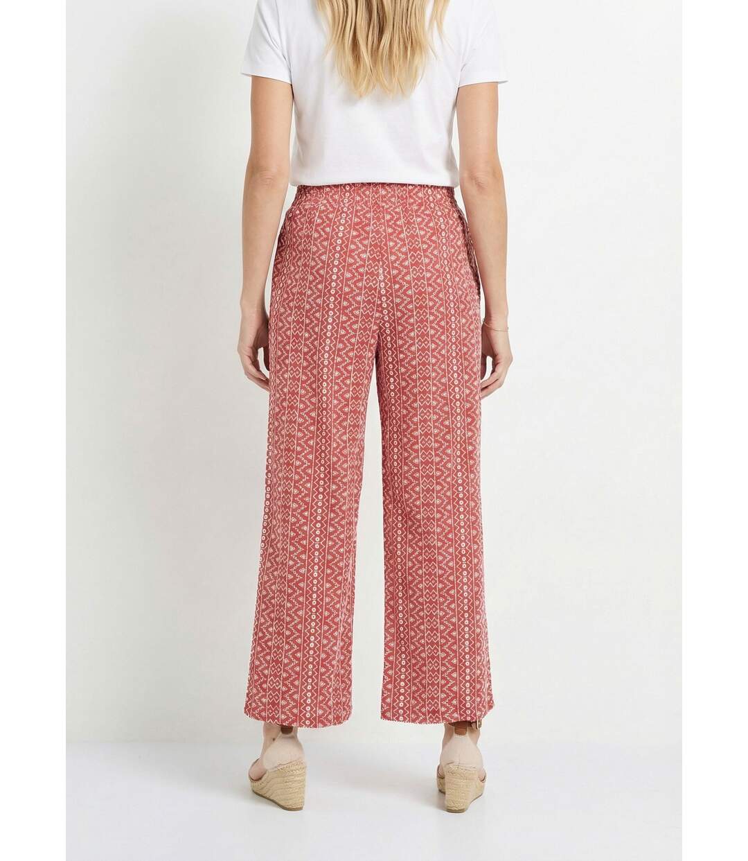 Pantalon large coton, broderie anglaise-2