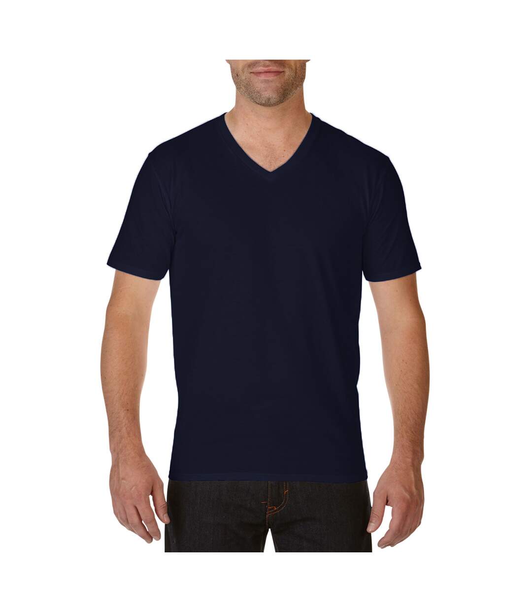 Premium t-shirt à col v homme bleu marine Gildan-3