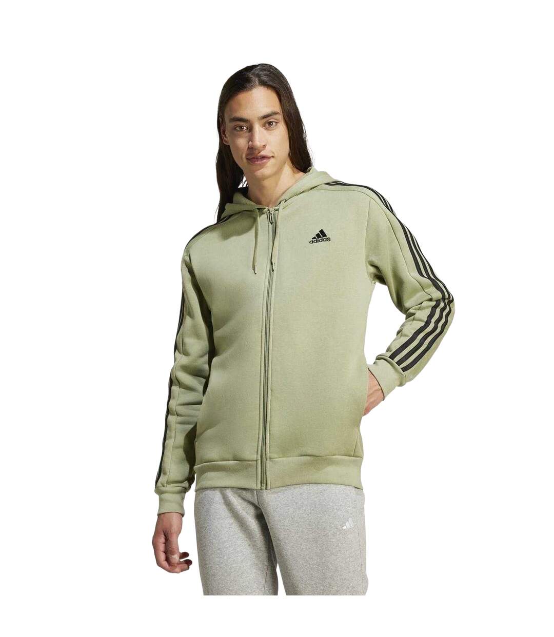 Veste À Capuche 3s Homme Vert Adidas-4