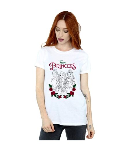 Disney Princess Womens/Ladies Flower Team Cotton Boyfriend T-Shirt (White)