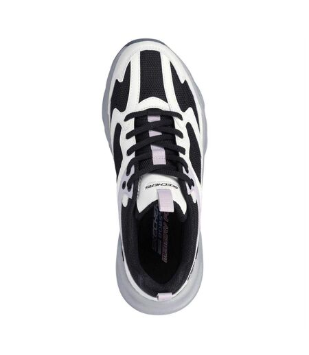 Womens/ladies Bobs Mania 2 Trainers White Grey Black Skechers
