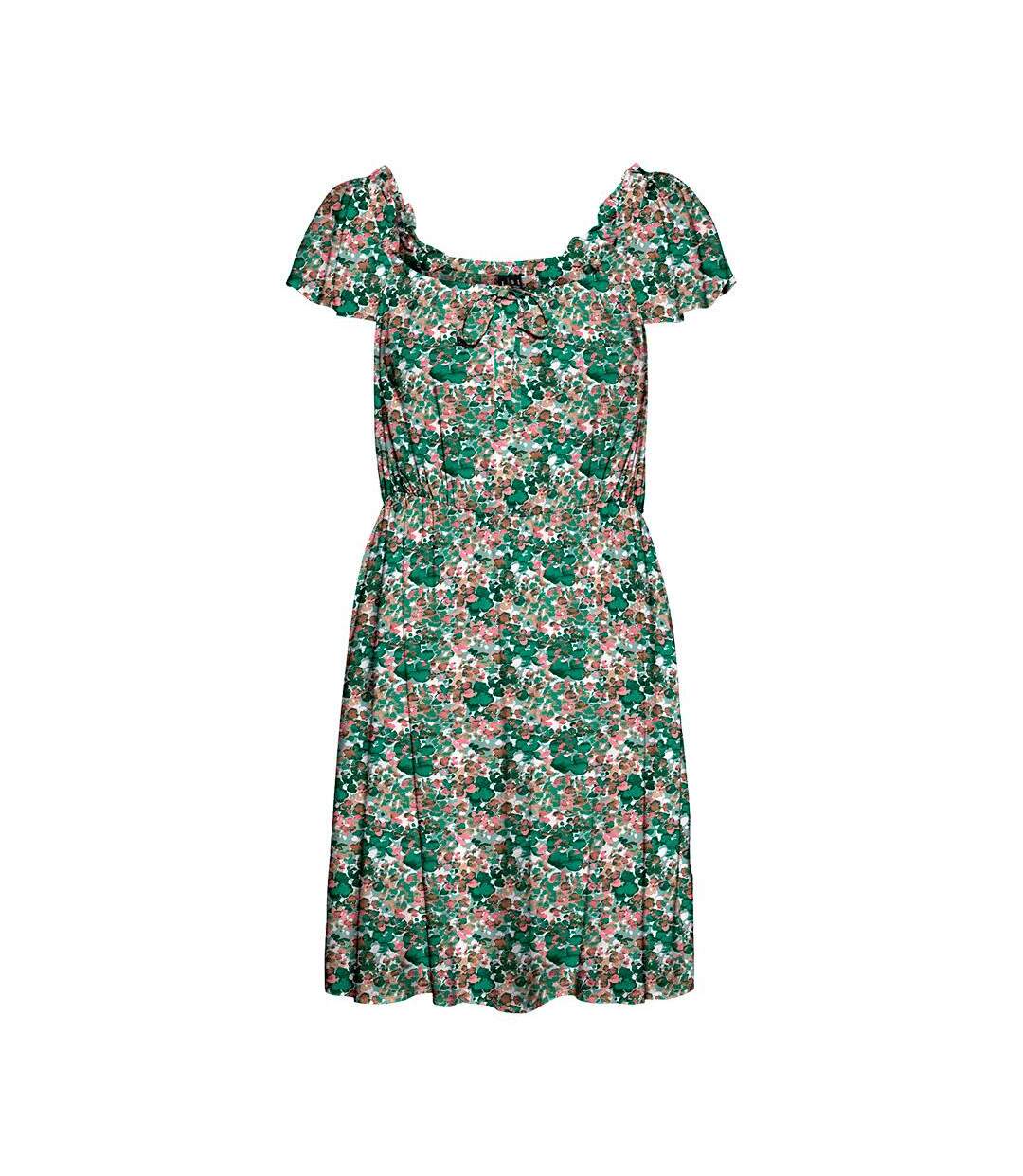 Robe blanche/verte à fleurs femme vero moda easy - m-1