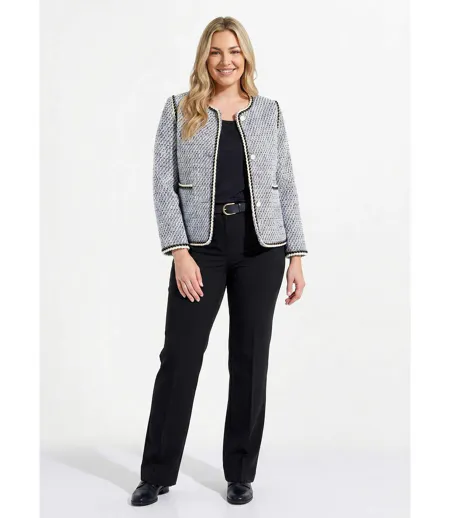 Veste courte sans col tissu effet tweed