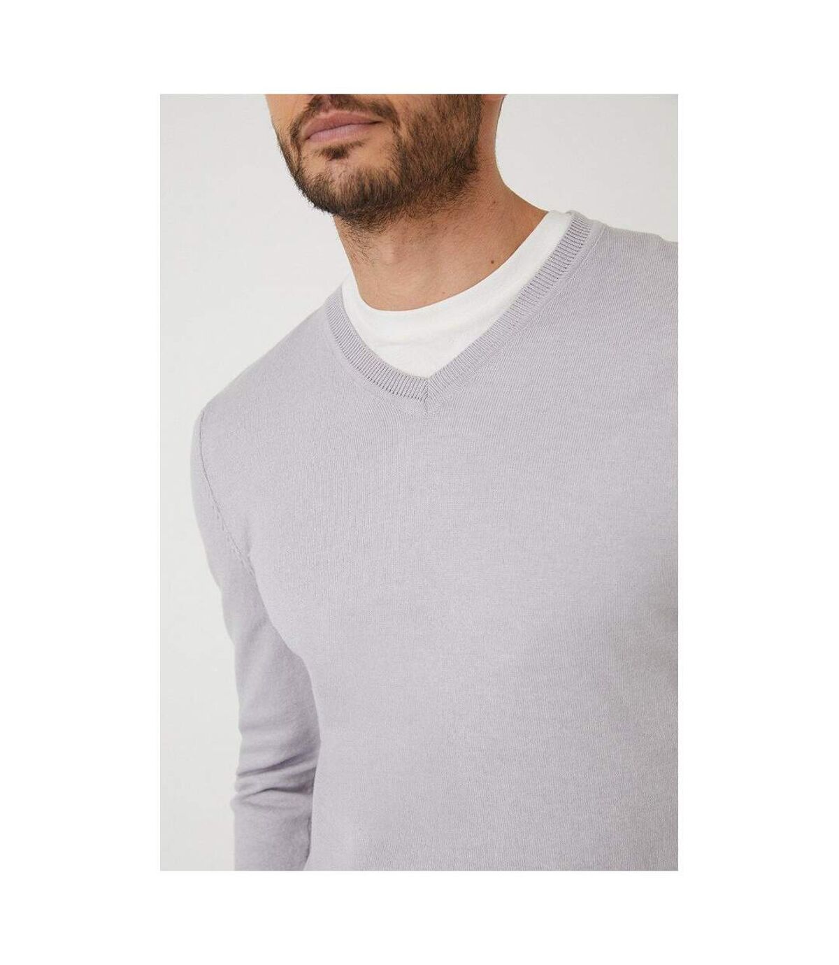 Burton Mens Knitted V Neck Sweater (Light Grey)