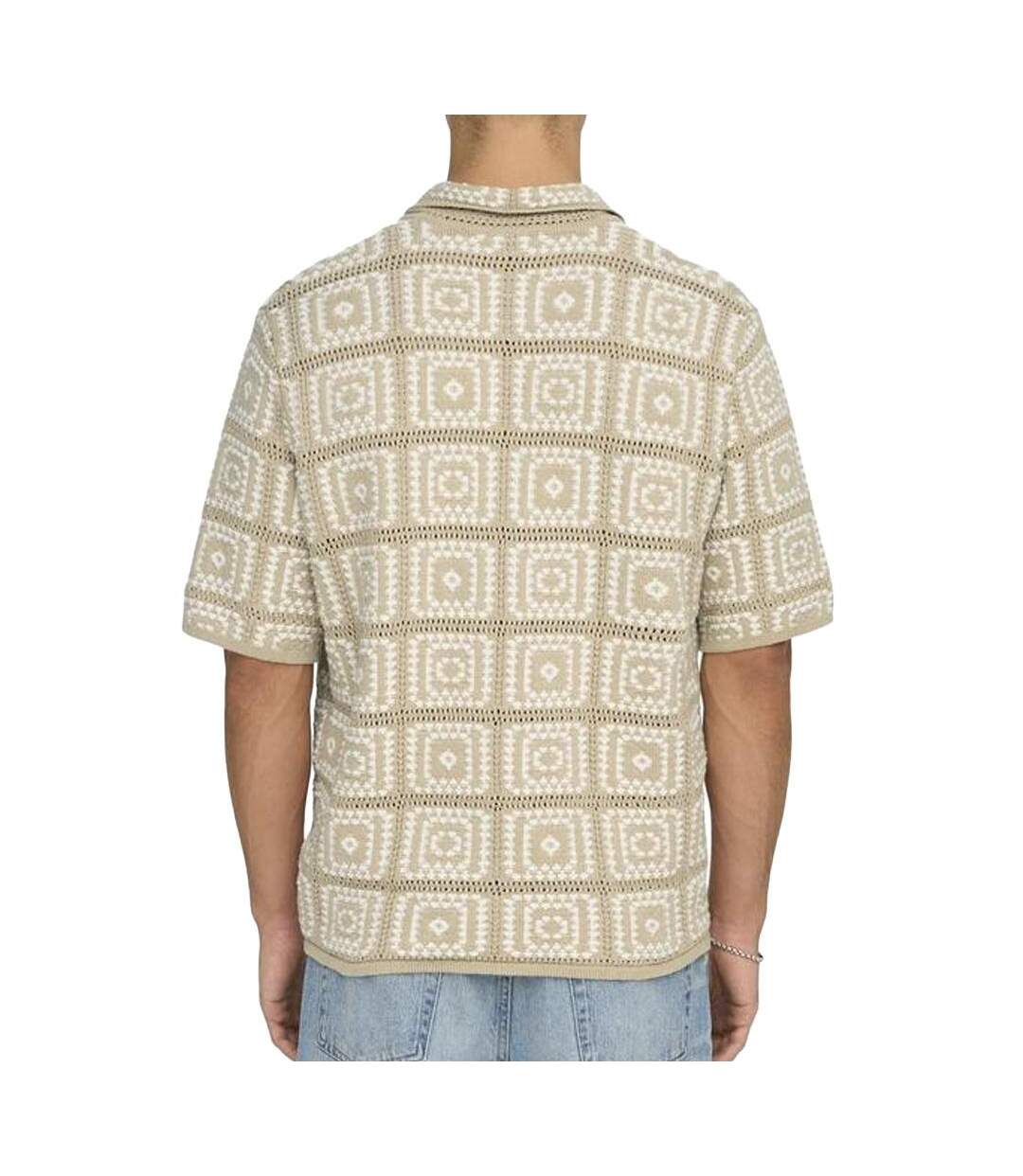 Chemise à maille beige/ecru homme only & sons bart rlx 5 ss-2