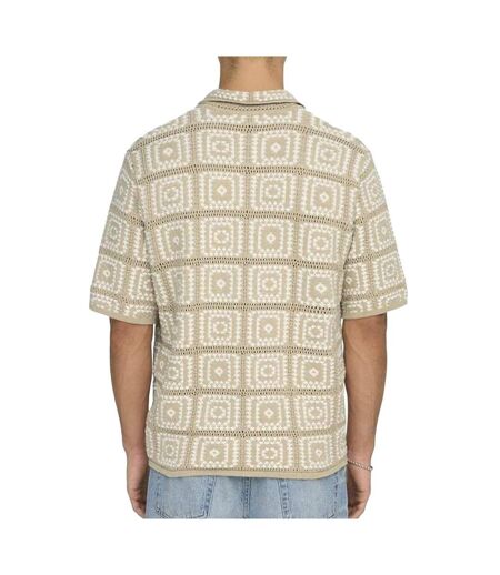Chemise à maille beige/ecru homme only & sons bart rlx 5 ss