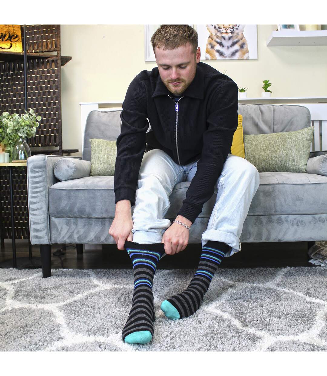 Sock Snob - 12 Paires Homme Chaussettes Bambou Fantaisie Rayures Design-3