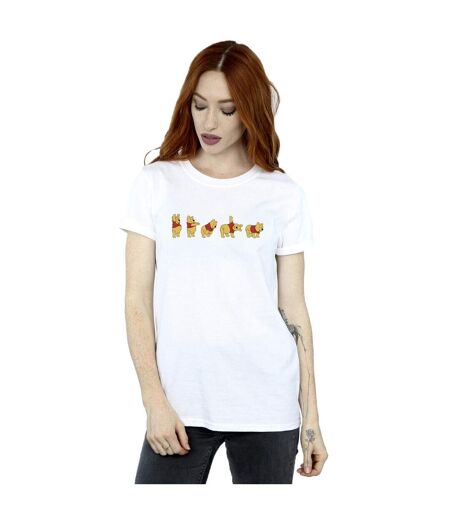 Disney Womens/Ladies Winnie The Pooh Stretching Cotton Boyfriend T-Shirt (Blanc) - UTBI47464