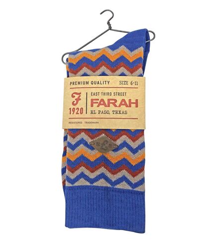 Farah - 2 Pairs 1920 Thick Cotton Zig Zag Stripe Funky Patterned Crew Socks for Men