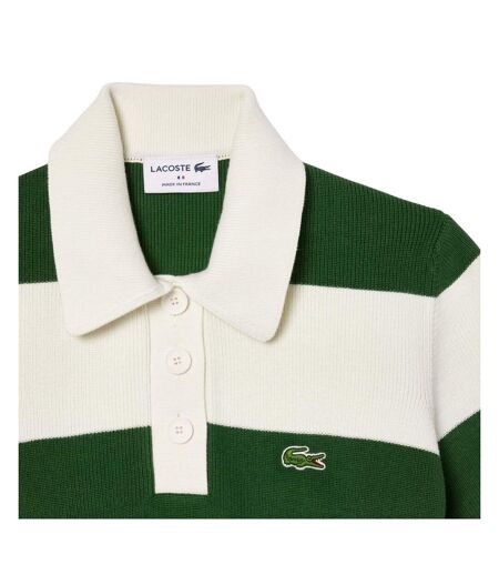 Womens/ladies French Made Polo Shirt Dress Cream Dark Green Lacoste