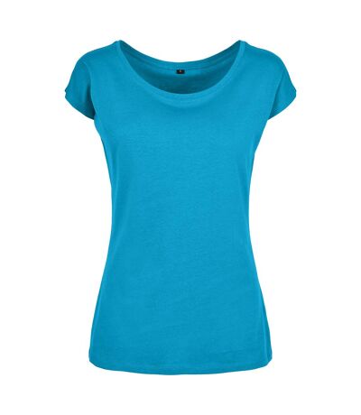 Build Your Brand Womens/Ladies Wide Neck T-Shirt (Ocean Blue)
