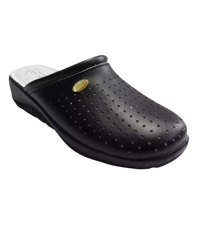 Womens/ladies leather clogs black Dek