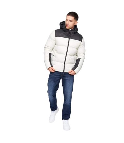 Mens Chemerley Hooded Jacket Putty Black Crosshatch